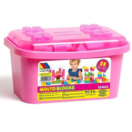 Moltó Bucket with 35 Pink Building Blocks (16466) 