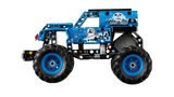 Monster Jam Grave Digger LEGO lado hielo con diseño gélido azul y blanco