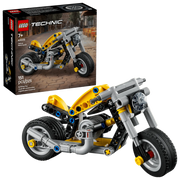 Moto Amarilla LEGO Technic 42225 con dirección funcional y motor de 3 pistones vista completa
