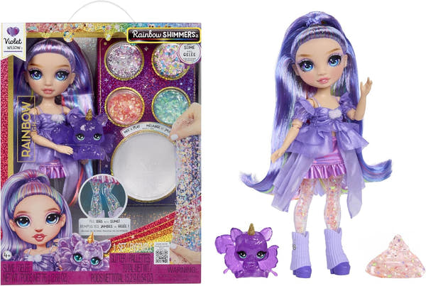 Muñeca Rainbow High R Shimmers Violet con slime incluido, outfit brillante morado y accesorios fashion - MGA Entertainment
