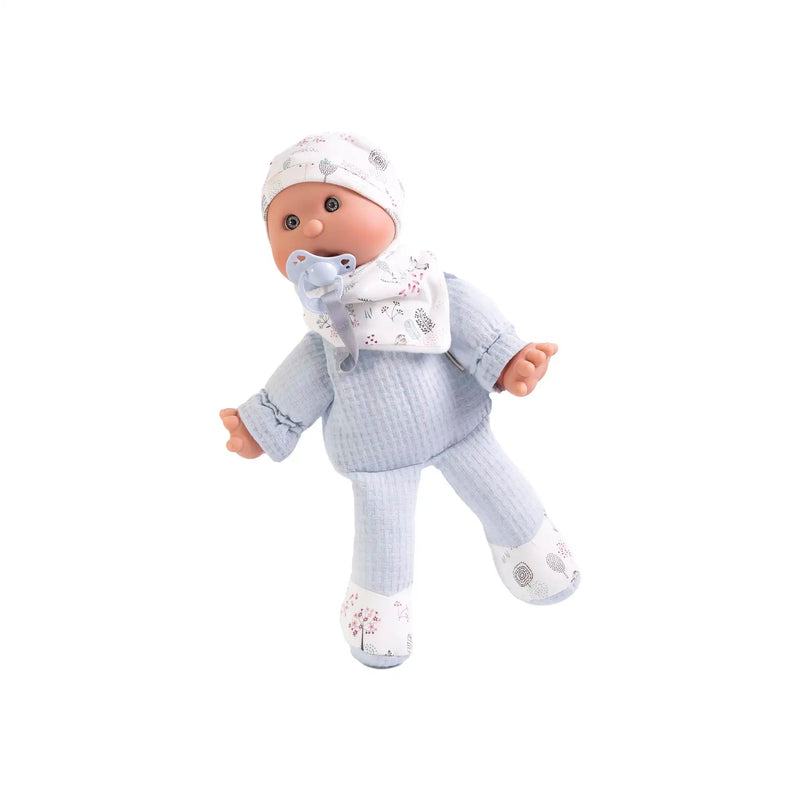 Muñeca blandita azul con detalles realistas
