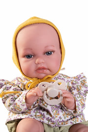 Muñeca recién nacida posturas realistas y chupete