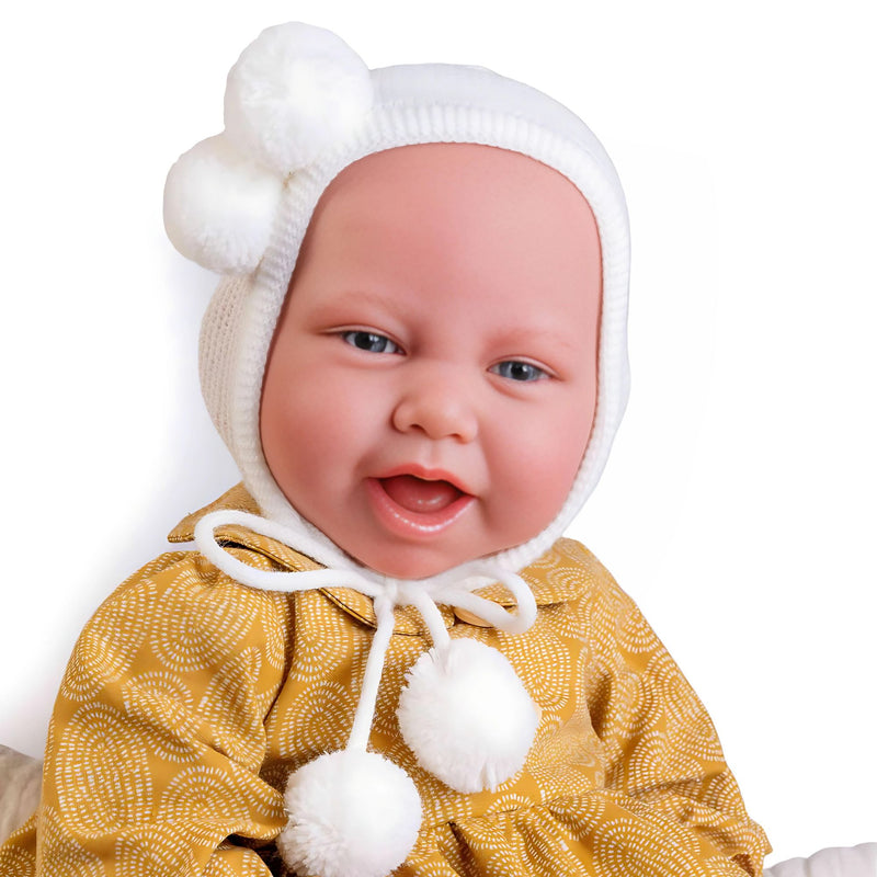 Muñecas Antonio Juan Recién Nacida Carla mostaza con cuna-parque (33444)