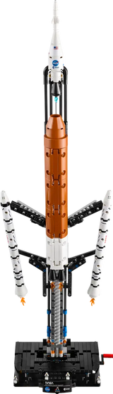 NASA Artemis LEGO Technic vista lateral mostrando etapas y propulsores