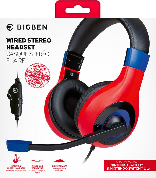 Nacon Bigben Stereo Gaming Headset V1 Nintendo Switch Azul Rojo (00704)