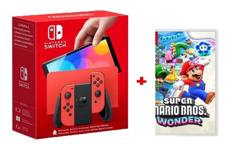 Nintendo Pack Switch Oled Roja Edicion Mario + Super Mario Bros Wonder (OLEDROJA-WONDER)