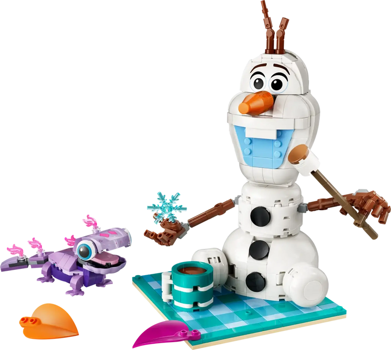 Olaf LEGO construible blanco con brazos móviles nariz zanahoria y accesorios
