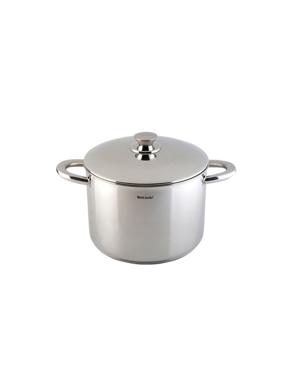 Olla Wecook! Pro de 26cm en acero inoxidable pulido espejo con tapa hermética, asas ergonómicas y base