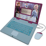 Ordenador portátil educativo Frozen 2 de Lexibook abierto con pantalla encendida
