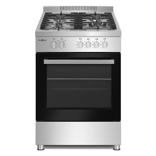 Cocina de gas Vitrokitchen PF6060I de 60 cm en acero inoxidable, con 4 fuegos y horno de gas