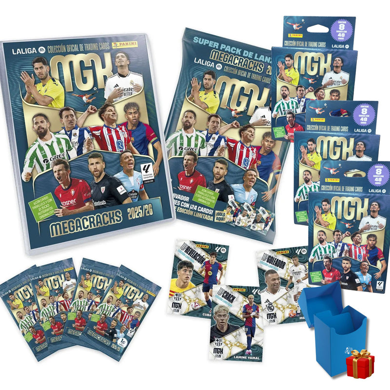 Pack Exclusivo Megacracks 2025/26 con megapack de inicio, 24 sobres adicionales y deckbox de regalo para coleccionistas serios
