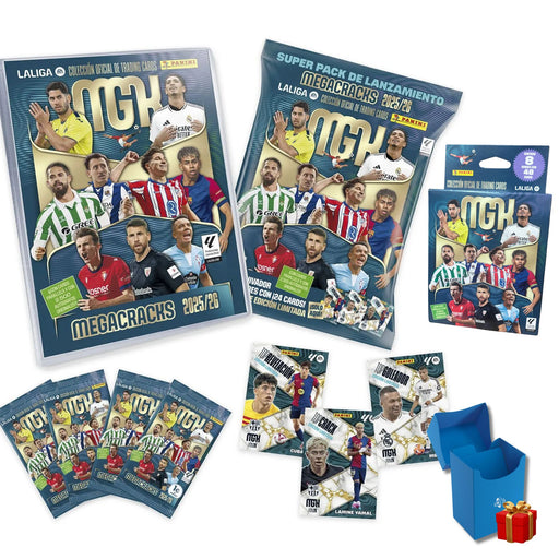 Pack Exclusivo Megacracks 2025/26 con megapack de inicio, 8 sobres adicionales y deckbox de regalo para organizar cartas repetidas
