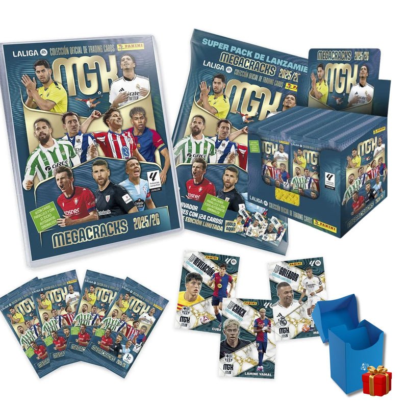 Pack Exclusivo Megacracks 2025/26 con megapack de inicio, caja de 50 sobres adicionales y deckbox de regalo para coleccionistas profesionales
