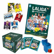 Pack Profesional Liga Hypermotion 2025/26 Panini - Infografía del pack más completo: álbum oficial de la colección con 4 sobres iniciales, caja display profesional de 50 sobres sellada de fábrica y avance del 75-85% del álbum total. Incluye 432 cromos en total repartidos en 54 sobres, garantizando prácticamente completar la colección de Segunda División española.
