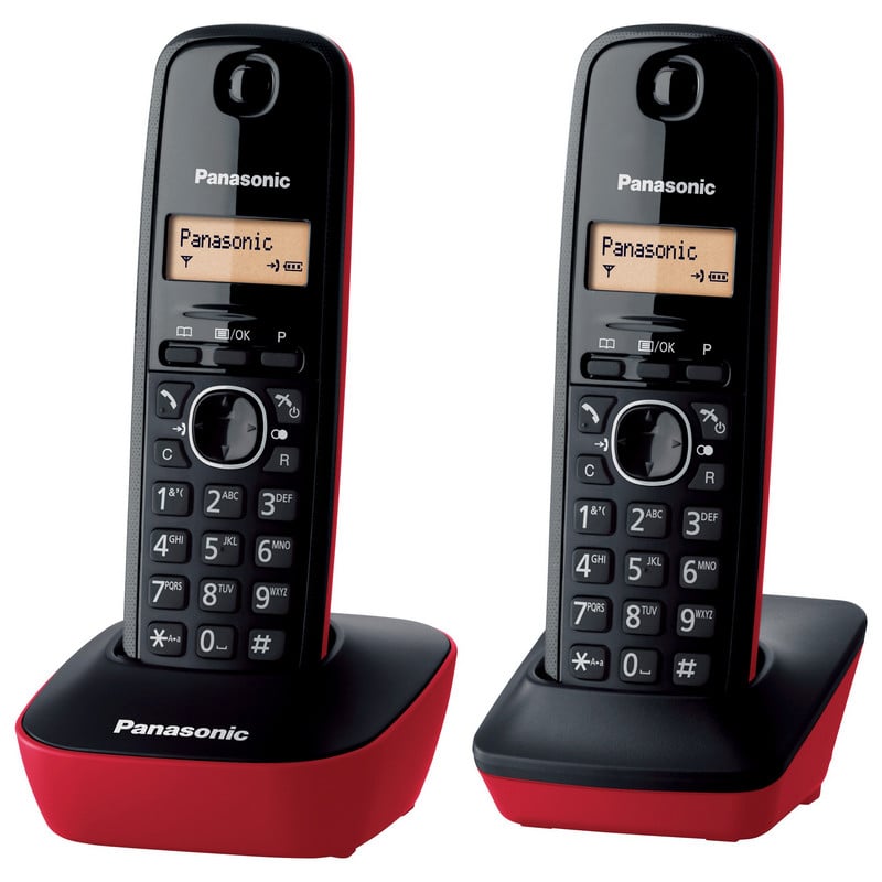 Panasonic DUO Red Cordless Phone KX-TG1612SPR