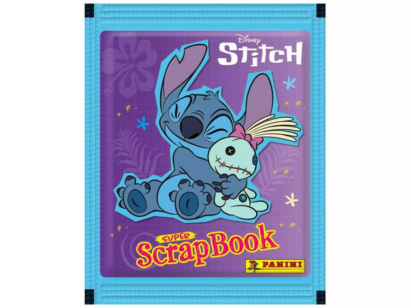 Sobre individual Panini Stitch Super Scrap Book con 5 cromos Disney — colección oficial 2025