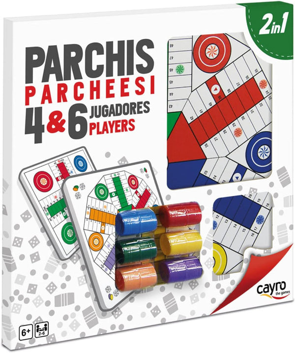 Parchís Cayro 4 y 6 jugadores con tablero clásico español y fichas de colores
