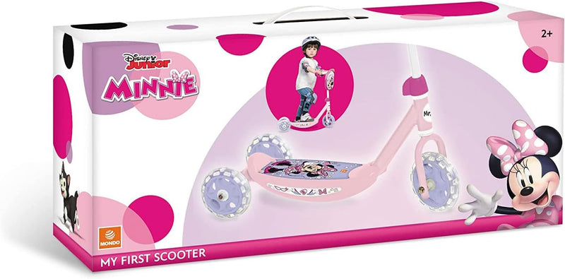 Patinete 3 Ruedas Minnie Mondo 28690 con ilustraciones vibrantes de Minnie Mouse en tonos rosa y lila