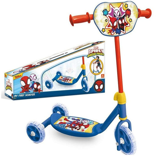 Patinete 3 Ruedas Spidey 2023 Mondo 28717 con ilustraciones vibrantes del superhéroe en tonos rojo y azul