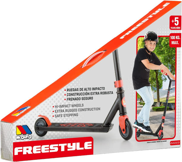 Patinete urbano Deluxe Free Style rojo con ruedas resistentes
