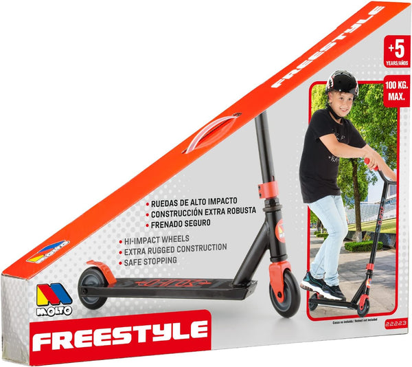 Patinete urbano Deluxe Free Style rojo con ruedas resistentes
