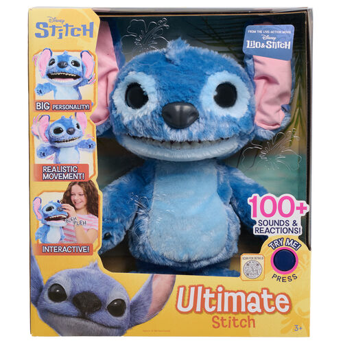 Peluche Ultimate Stitch Live Action de JUST PLAY con tecnología interactiva avanzada, movimientos realistas y sonidos auténticos de la película Disney
