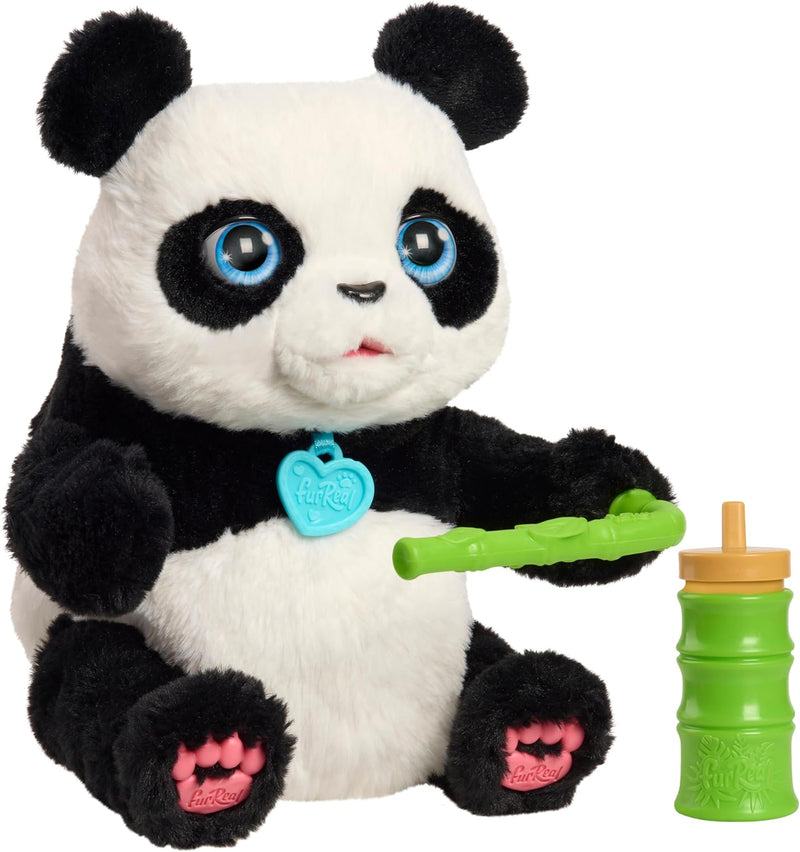 Peluche interactivo FurReal Coco the Tumbling Panda de Hasbro, osito panda blanco y negro con ojos expresivos que hace volteretas y responde al tacto, juguete para niños a partir de 4 años
