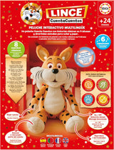 Peluche lince cuentacuentos de Educa, suave y abrazable, con botones fáciles de usar para manos pequeñas
