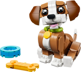 Perro LEGO Creator articulado con collar, hueso y cuenco de agua