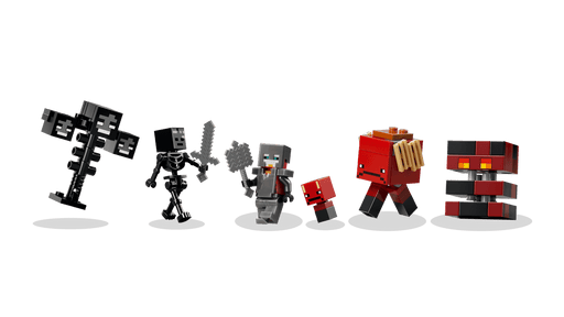 Personajes LEGO Minecraft: Wither, esqueletos, Piglin y magma cubes del Nether