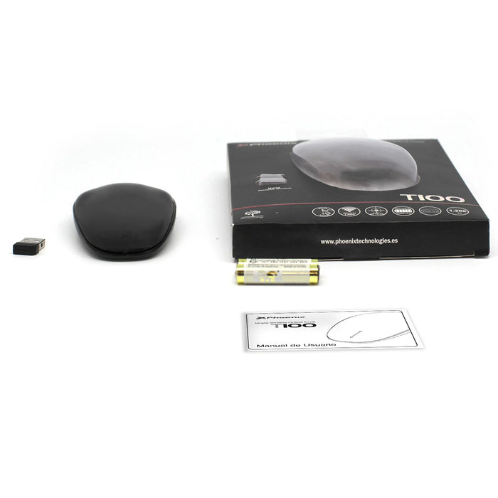 Phoenix Ambidextrous Mouse, Optical, Wireless RF, 1200 dpi, Black (PHT100B)