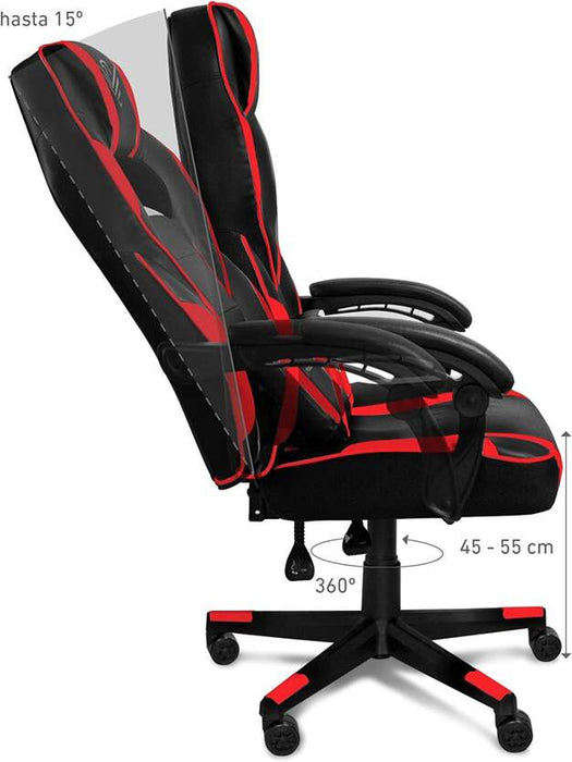 Phoenix Trophy Silla Gaming Cuero Roja/Negro Reclinable 15º Cojín Lumbar (23288)