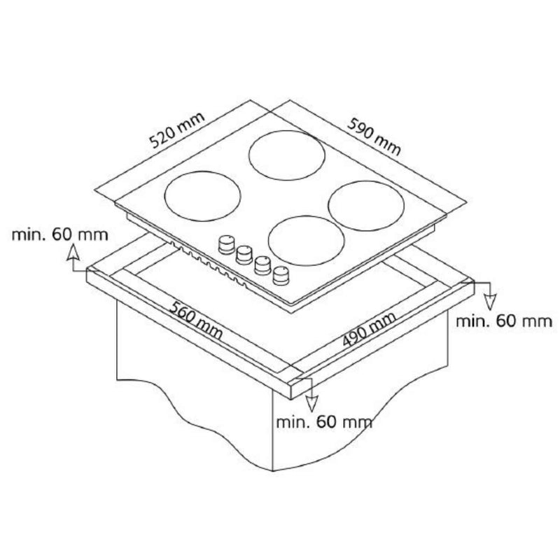 Encimera ARTICA AXG6040 4 Fuegos 60cm Gas Inox