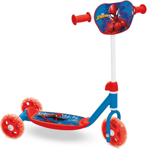 Primer patinete 3 ruedas Spiderman Mondo para niños 2+ años con marco de acero, manillar ajustable 58-65cm, ruedas PU 120mm, soporta 20kg, bolsa incluida

