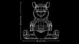 Primer plano Winnie the Pooh LEGO 43300 con tarro miel y detalles faciales
