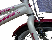 Primera bicicleta para niña Umit Diana 12" con horquilla Hi-Ten 490mm, pedalier 3 piezas KWP228, ruedines de aprendizaje y diseño bicolor rosa y blanco
