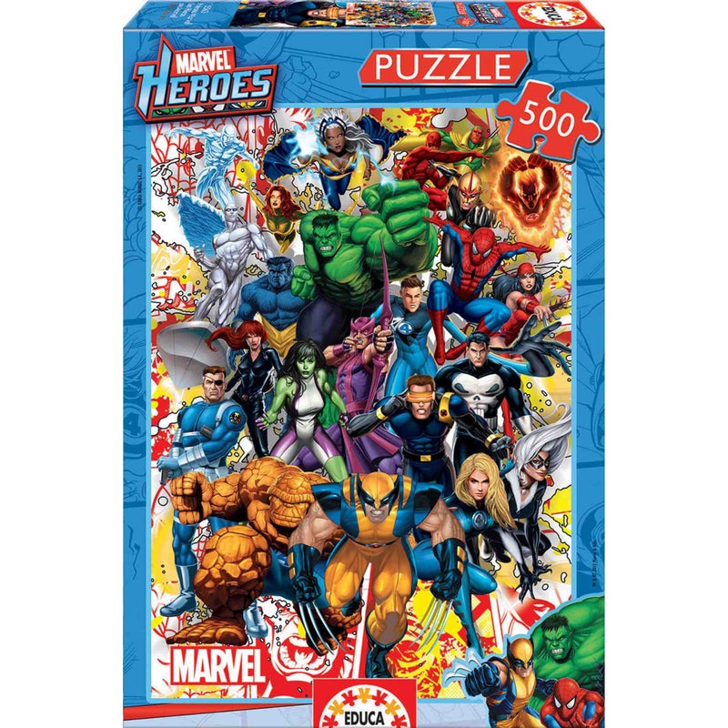 Educa Borrás Puzzle 500 Piezas Marvel Héroes (15560) – La Acción de los Superhéroes en un Puzzle Épico