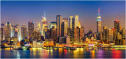 Puzzle panorámico de 3000 piezas del skyline de New York con dimensiones 144x68cm, ideal para decorar espacios amplios con vista espectacular de la Gran Manzana
