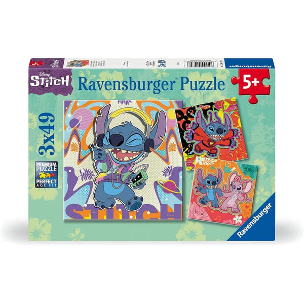 Set Ravensburger 3 puzzles 49 piezas cada uno Disney Stitch para niños desde 5 años