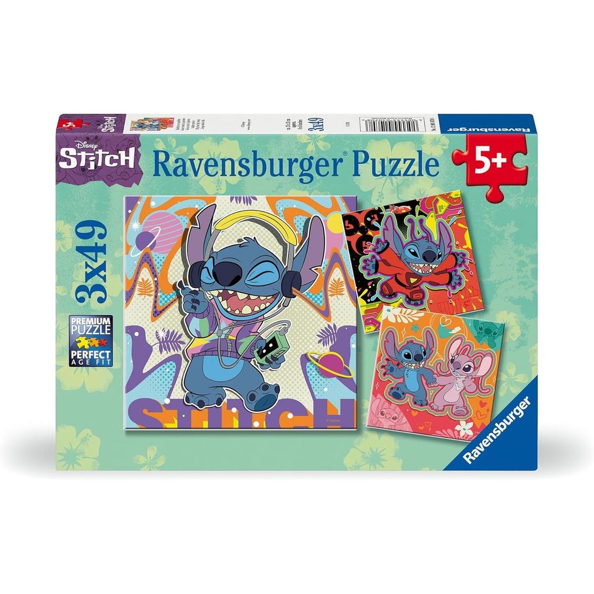 Set Ravensburger 3 puzzles 49 piezas cada uno Disney Stitch para niños desde 5 años