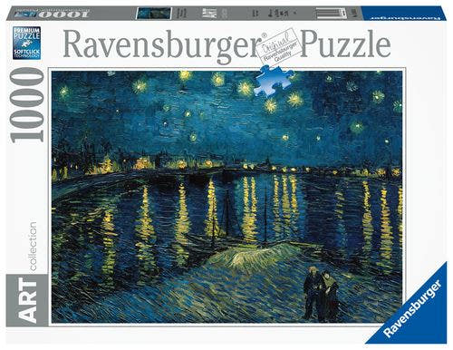Puzzle Ravensburger 1000 piezas Van Gogh Noche Estrellada sobre el Ródano con azules nocturnos