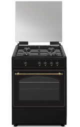 Cocina rústica de gas Vitrokitchen RU6060 en antracita de 60x60 cm con la tapa levantada