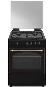 Cocina rústica de gas Vitrokitchen RU6060 en antracita de 60x60 cm con la tapa levantada
