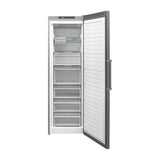 Congelador vertical Sharp SJSC11CMXPEES con la puerta abierta y sus 5 cajones