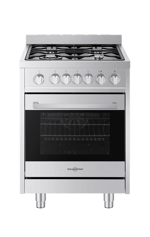 Cocina Vitrokitchen ST6060I de 60 cm en acero inoxidable con 4 fuegos de gas y horno eléctrico