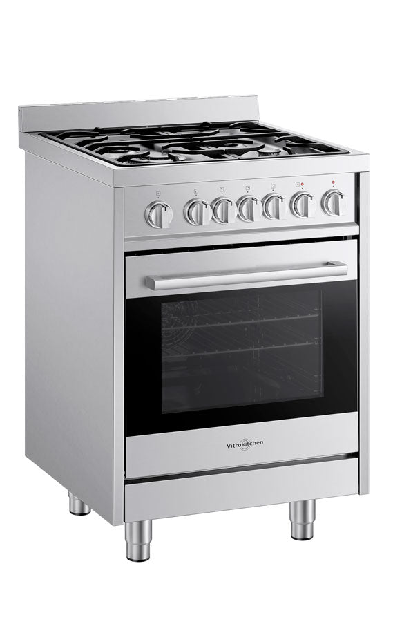 Vista lateral de la cocina Vitrokitchen ST6060I en acero inoxidable