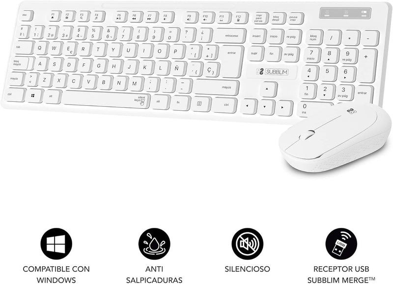 SUBBLIM Wireless Keyboard and Mouse Combo Silent 2.4Ghz Mouse 1200 dpi (SUBBLIM)