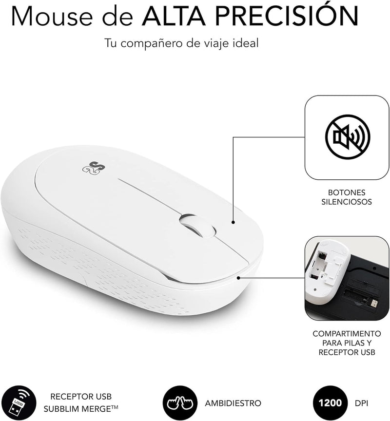 SUBBLIM Wireless Keyboard and Mouse Combo Silent 2.4Ghz Mouse 1200 dpi (SUBBLIM)