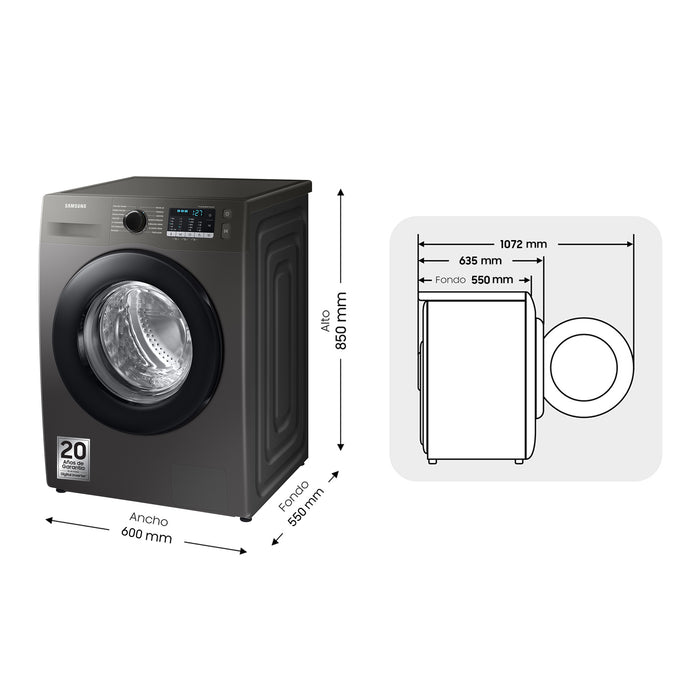 Samsung Stainless Washing Machine 9 Kg. 1400 Rpm (WW90TA046AX)