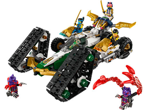 Set LEGO 71820 vehículo ninja que se separa en motos planeador y todoterreno con cañones funcionales 576 piezas
